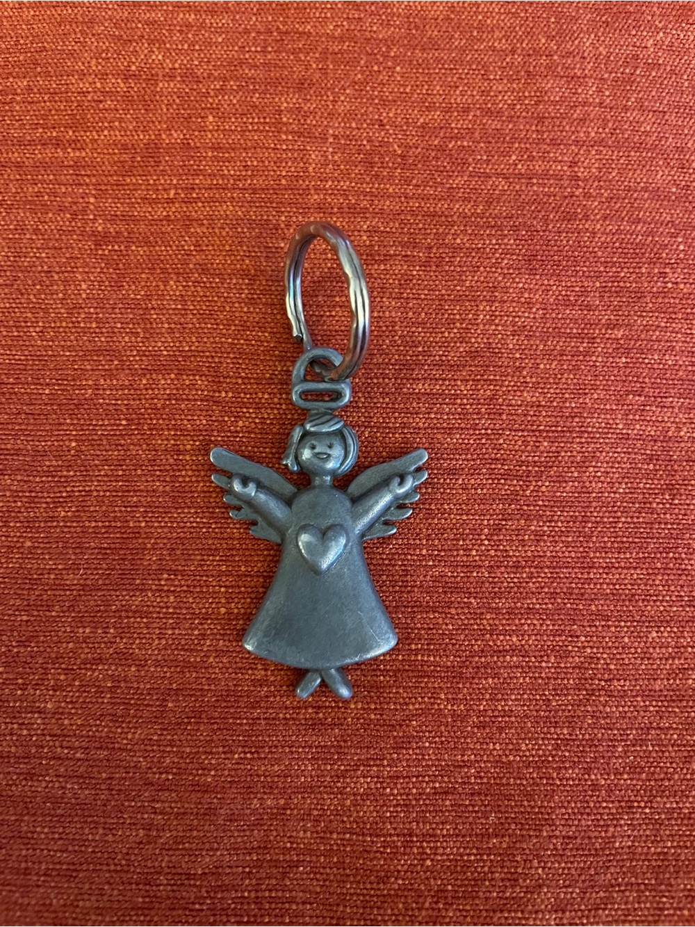 Angel Charm Keychain Pendant in Pewter Tone